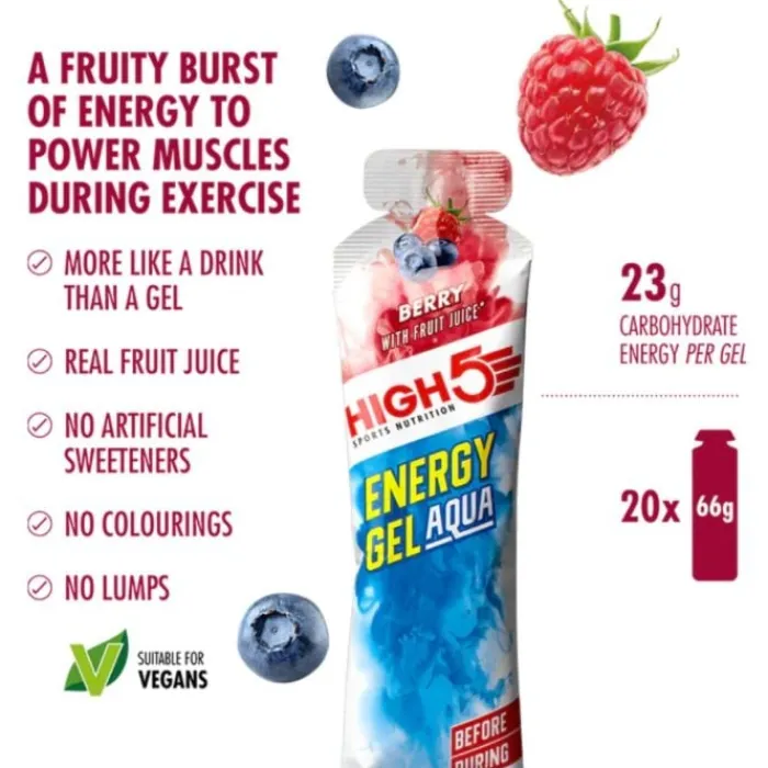 High5 Sports Nutrition^Energy Gel Aqua Berry - Box 20x66g White