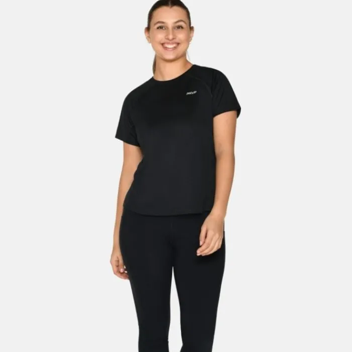 Zebdia Running Tops & T-shirts^Chest Print Sports SS Tee Black